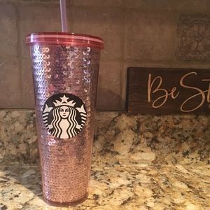 BNWT Starbucks 24oz PINK sequin tumbler
